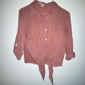 Forever 21 blush blouse with tied front